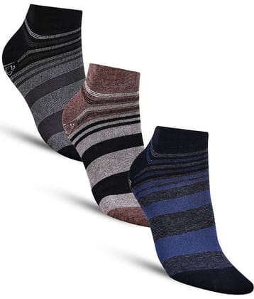 Dollar - Cotton Men's Striped Multicolor Ankle Length Socks ( Pack of 3 )