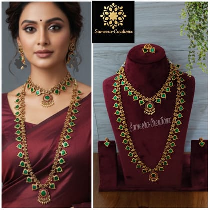 Matte Finish Short Nacklece with Earring and 30 inch Long Nacklece with Earring.