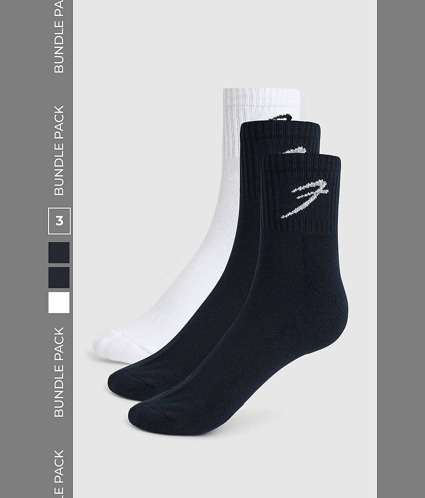 Fuaark Pack of 3 Men's Cotton Blend Mid Length Socks ( Multicolor 4 )