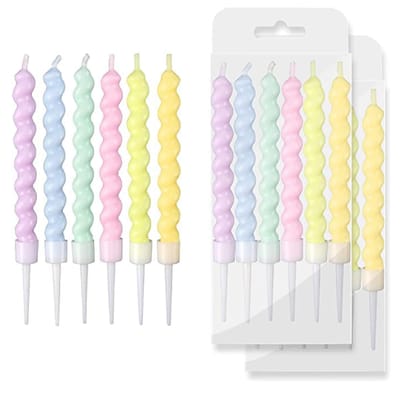 Twsited Pastel Color Candles - 6PC