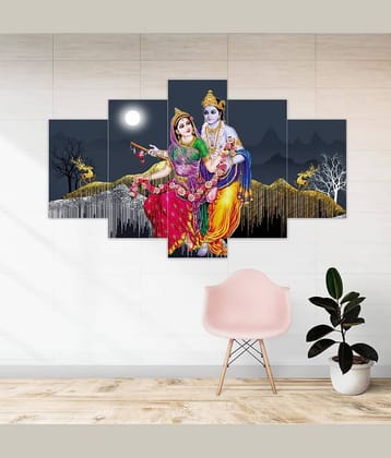 SNDArt Set Of 5 Radha Krishna Wall Paintings For Home Decor Gift Items 18 x 30 inch