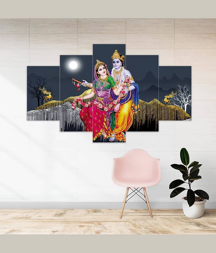 SNDArt Set Of 5 Radha Krishna Wall Paintings For Home Decor Gift Items 18 x 30 inch