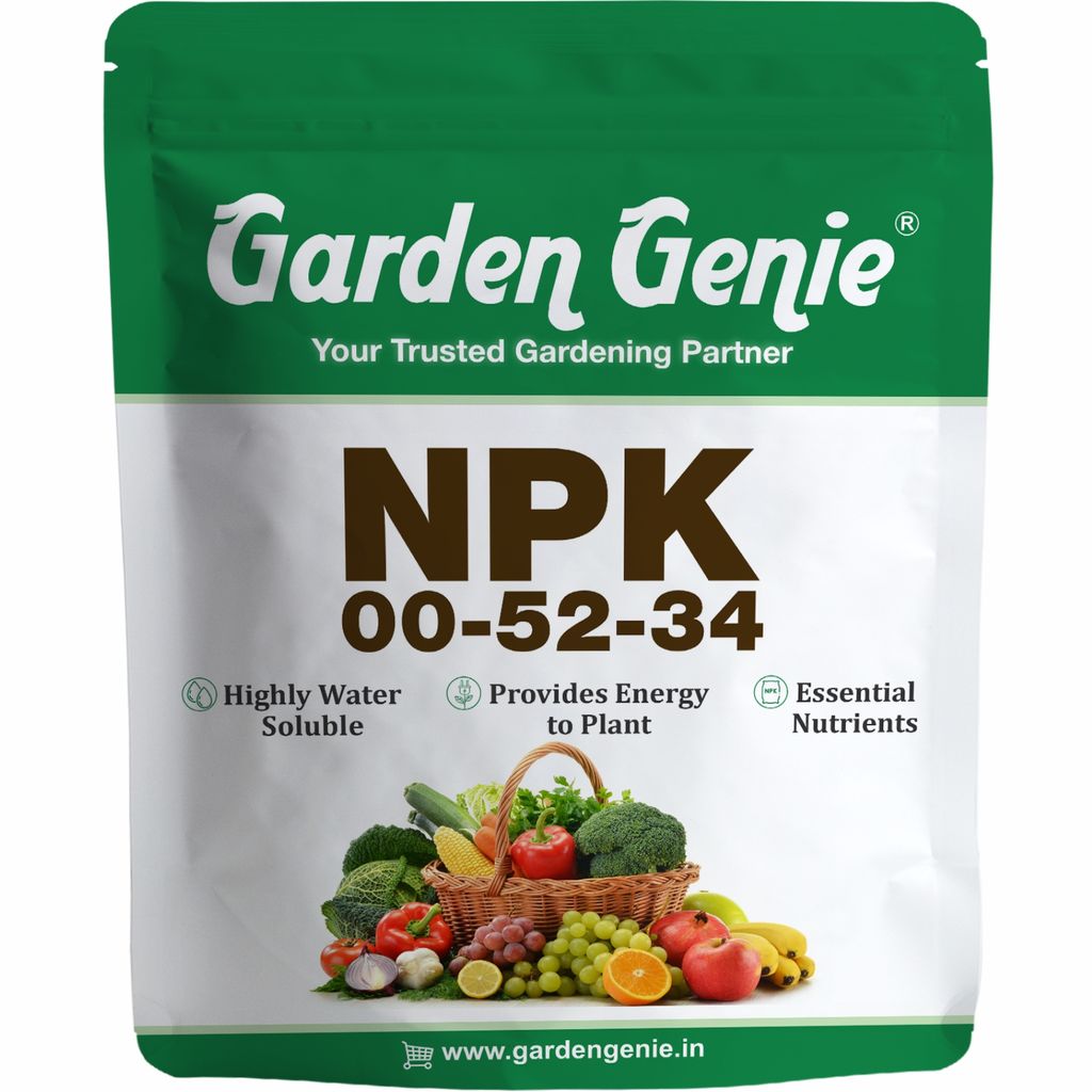 Garden Genie MKP (Mono Potassium Phosphate) NPK 00 52 34 Fertilizers for Plants, Garden & All Crops 800 Gm | Water Soluble Foliar Spray Nutrition