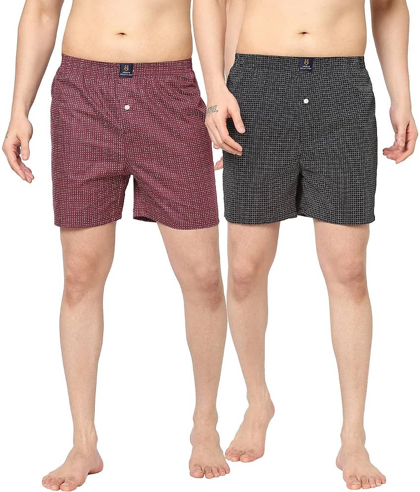 URBAN SCOTTISH Pack of 2 Cotton Boxers For Men's ( Multicolor )