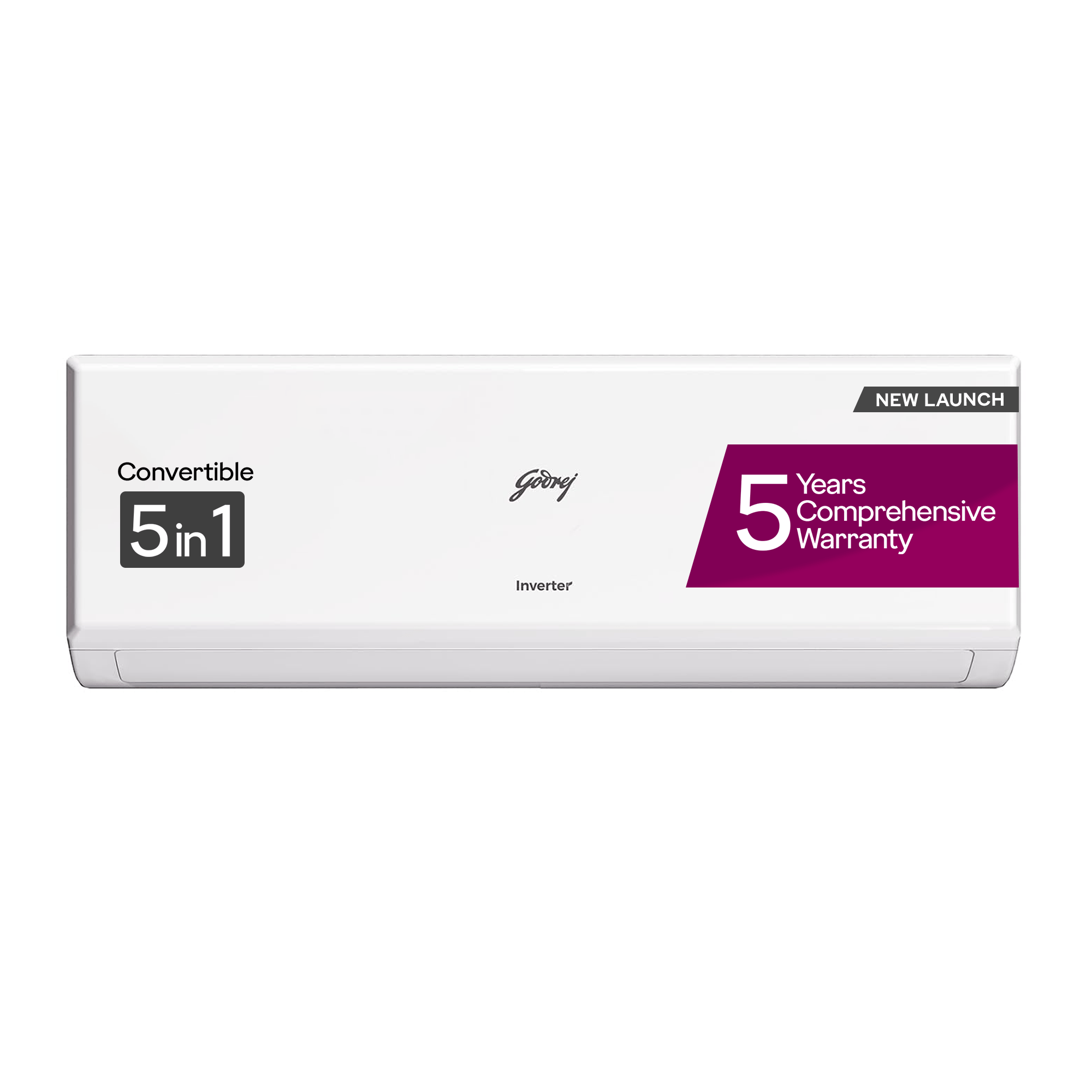 Godrej 1 Ton 3 Star, 5 Years Comprehensive Warranty, 5-In-1 Convertible Cooling, Inverter Split AC (Copper, 2025 Model, Heavy duty cooling at 52 °C, AC1T EI 12PINV3R32 WYQ 3S, White)