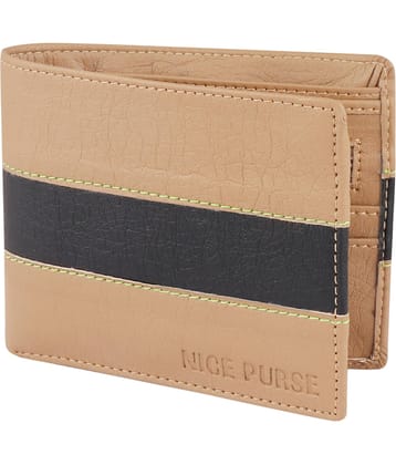 Nice Purse PU Self Design Men's Coin Pouch,Two Fold Wallet With 10 Slots For Card ( Beige , Pack of 1 )