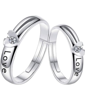 Speical For Couple Ring Valentines Couples Gift Love Heart  Silver Plated Adjustable Couple  Ring Women And Men