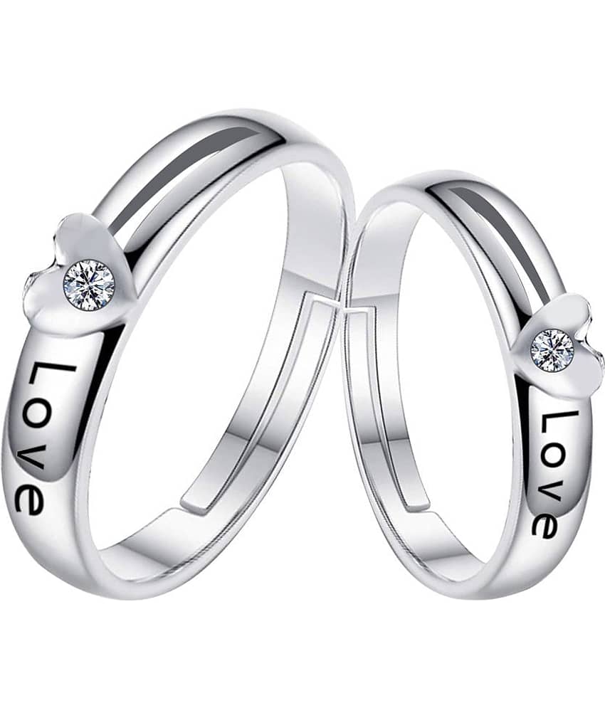 Speical For Couple Ring Valentines Couples Gift Love Heart  Silver Plated Adjustable Couple  Ring Women And Men
