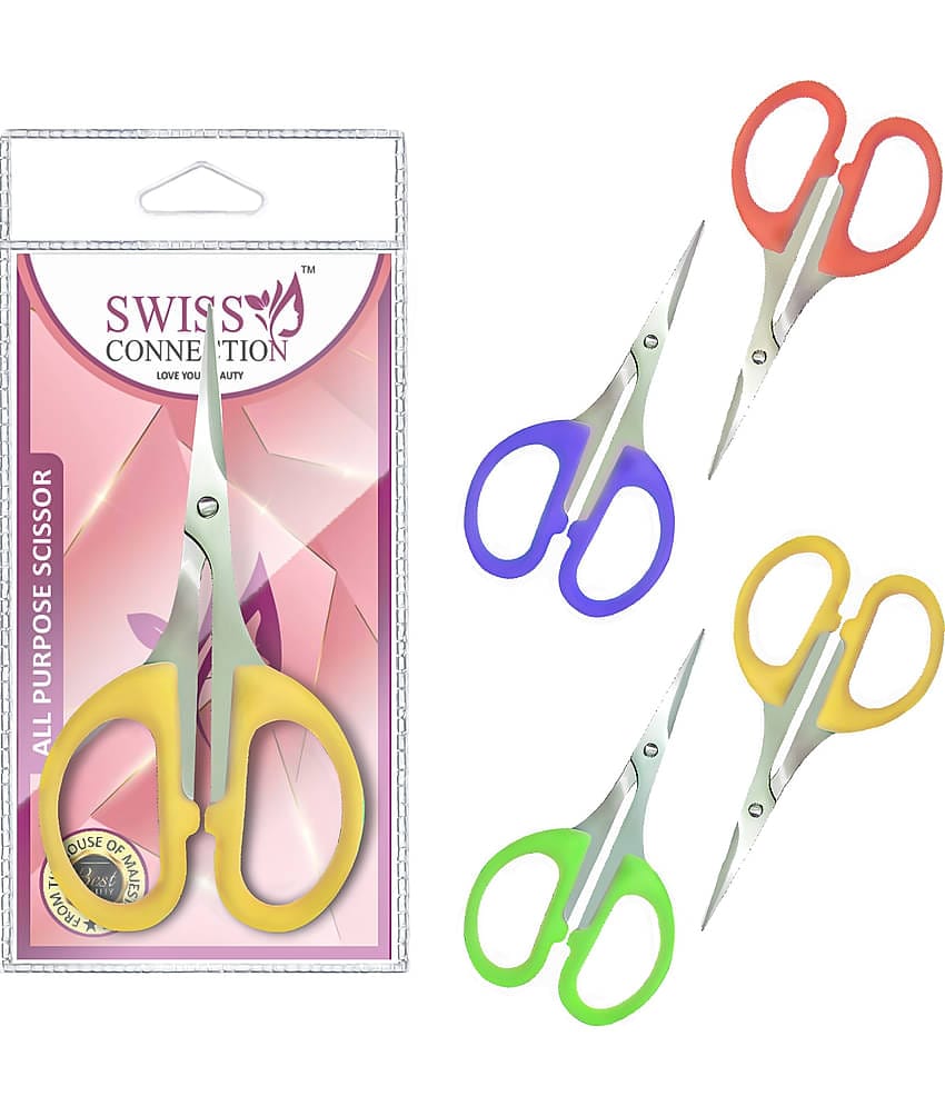 Swiss Connection Multipurpose Scissors Light Weight Stainless Steel & flixible handle sharp edge & easy to grip  for Men & Women (Pack of 4)