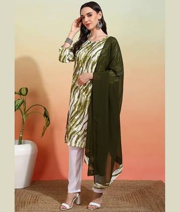 Royal Export Crepe Printed Kurti With Pants Women's Stitched Salwar Suit - Green ( Pack of 1 )