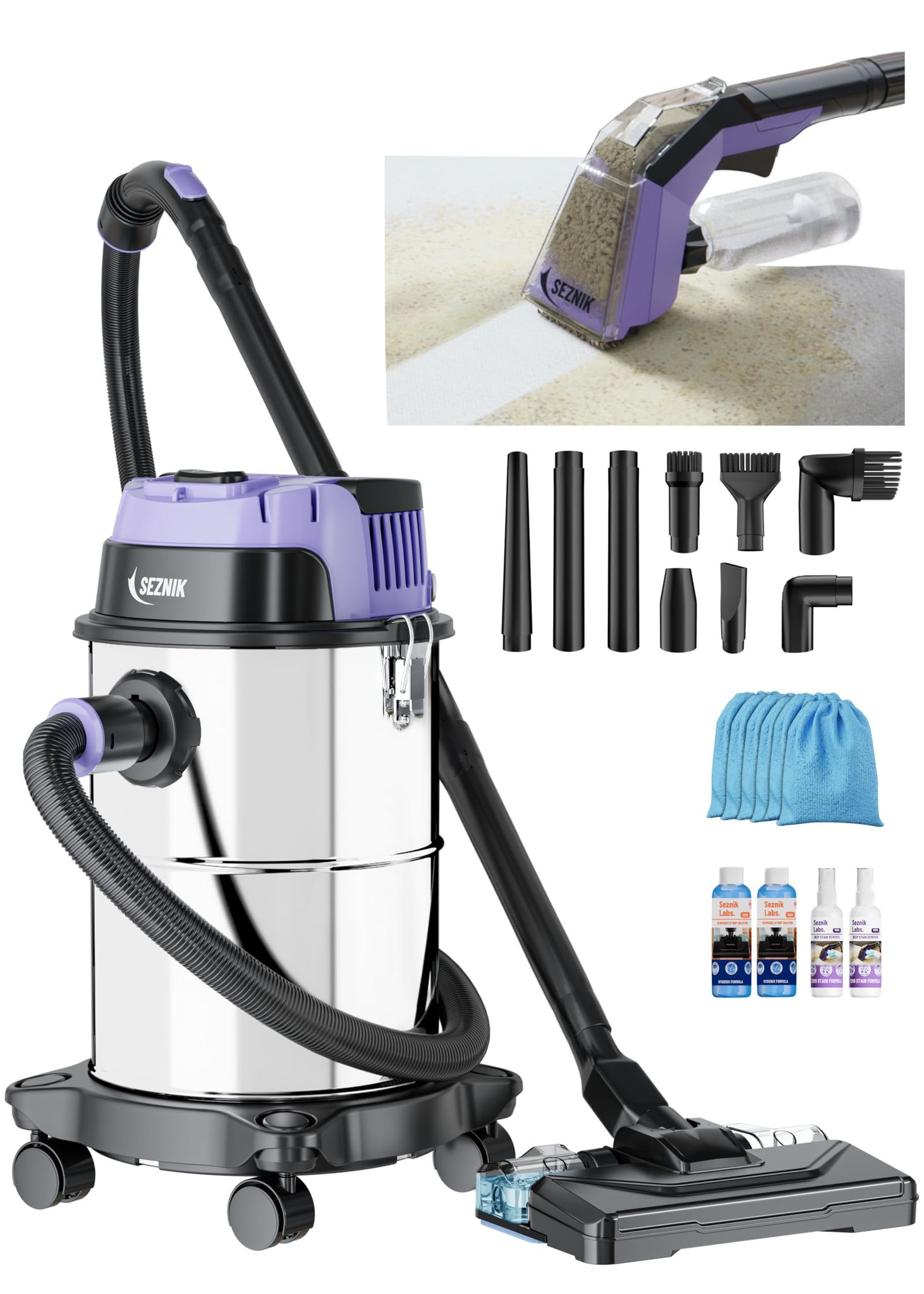 SEZNIK Wet and Dry Vacuum Cleaner for Home | Spot Clean, Mopping & Blower SEZNIK Wet and Dry Vacuum Cleaner for Home | Spot Clean, Mopping & Blower - Purple / All In One