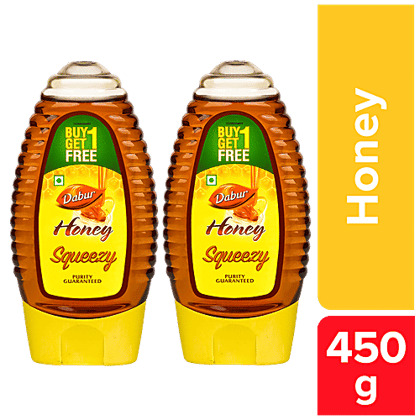 Dabur 100% Pure Honey - Sourced From Pristine Sources Like Himalayas & Sunderbans, 225 g (Buy 1 Get 1 Free)