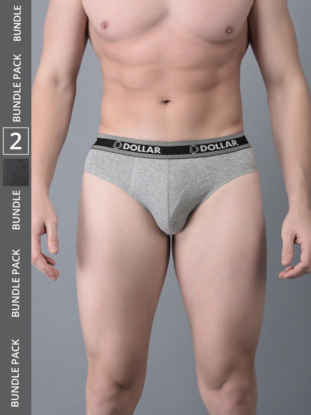 Men's Assorted Pack of 2 Solid Cotton Brief With Double Pouch Support