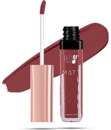 RED 4 Light Nude Matte Long Lasting Liquid Lipstick ( Pack of 1 )