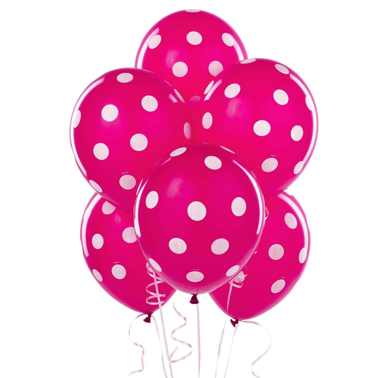 Wanna Party Polka Dot Hot Pink Latex Balloons 12" - 10CT