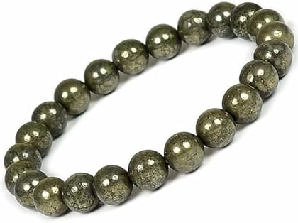 CRUZINE Natural Pyrite Stone Beaded Bracelet Unisex Jewellery