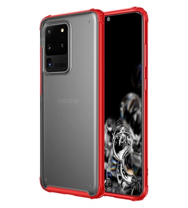 Rugged Frosted Series Hybrid Translucent Back Cover for Samsung Galaxy S20 Ultra 6.9 inch, Red