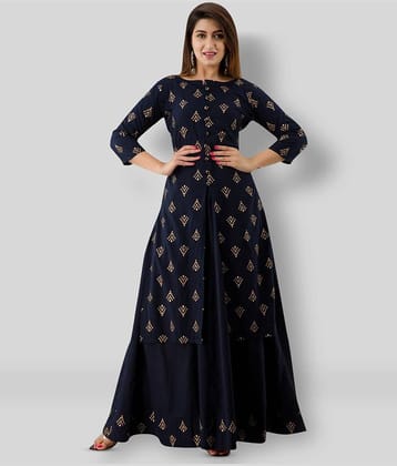 SVARCHI - Blue Straight Cotton Blend Women's Stitched Salwar Suit ( Pack of 1 )