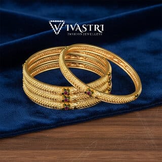 Vivastri Premium Designer Alloy Brass 1 Gram Gold Plated Bangles Kangan Kada for Women Girls- VIVA1072BG2.4 Vivastri Premium Designer Alloy Brass 1 Gram Gold Plated Bangles Kangan Kada for Women Girls- VIVA1072BG2.4