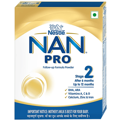 Nestle Nan Pro 2 Follow-Up Formula Powder - After 6 Months, Up To 12 Months, Stage 2, 400 G Bag-In-Box Nestle Nan Pro 2 Follow-Up Formula Powder - After 6 Months, Up To 12 Months, Stage 2, 400 G Bag-In-Box