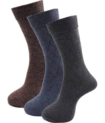 RC. ROYAL CLASS - Woollen Men's Self Design Multicolor Mid Length Socks ( Pack of 3 )