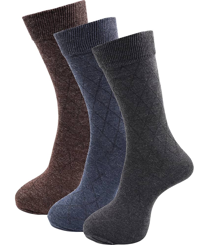 RC. ROYAL CLASS - Woollen Men's Self Design Multicolor Mid Length Socks ( Pack of 3 )
