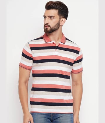 UNIBERRY Pack of 1 Cotton Blend Regular Fit Striped Half Sleeves Men's Polo T Shirt ( Pink )