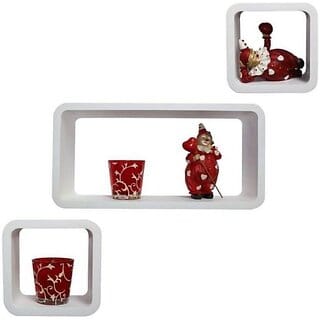 Onlinecrafts Wooden Wall Shelf Wooden Wall Shelf (Number Of Shelves - 3, White)