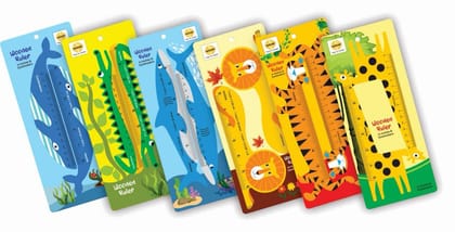 MUKESH Wooden Animal Scale Ruler for Kids Pack of 6 Two in One 15 cm and 6 inch School Stationery