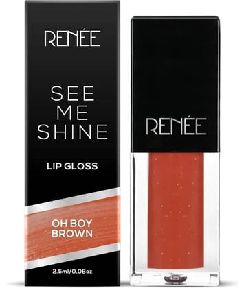 RENEE See Me Shine Lip Gloss - Oh Boy Brown, Non Sticky & Non Drying Formula, Long Lasting , 2.5ml