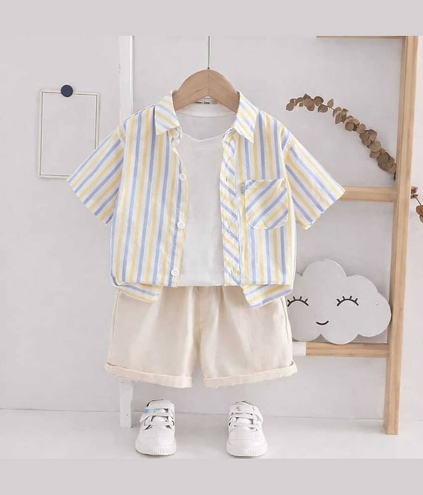 Ocvito Boys Cotton Shirt & Shorts Set ( Blue , Pack of 1 )