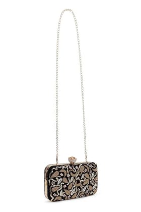 Black Velvet Zardosi Embroidered Clutch