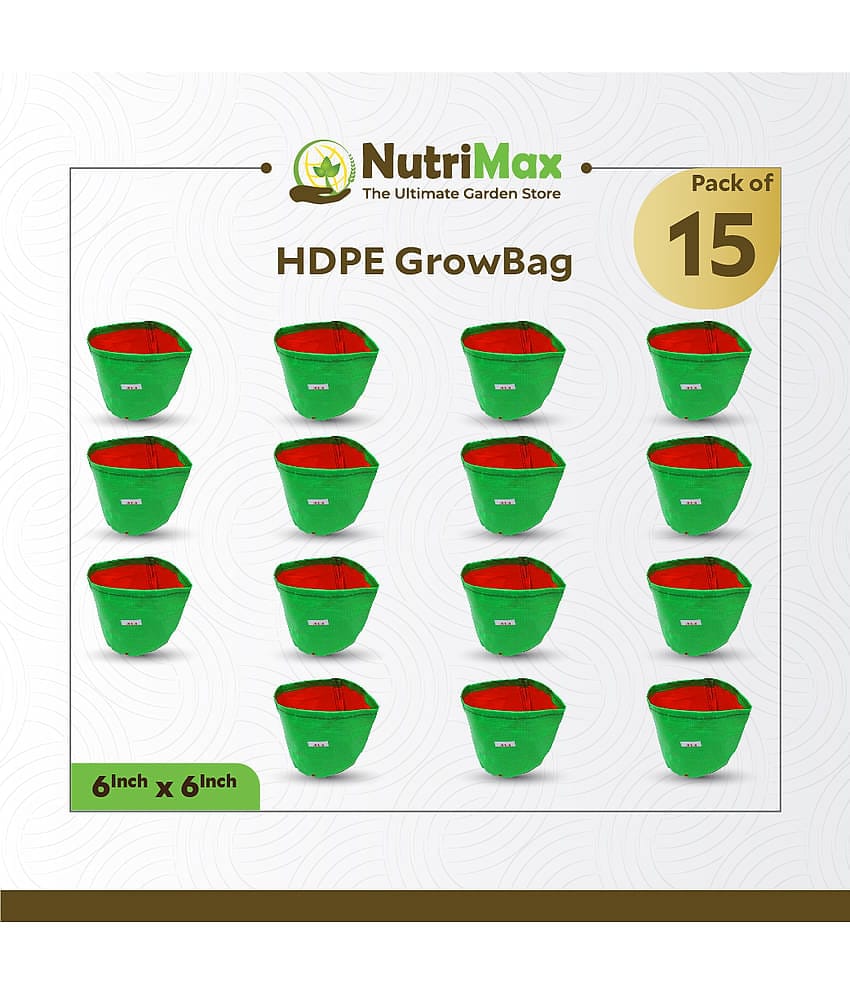 Nutrimax 200 GSM HDPE Grow Bags 6 inch x 6 inch Pack of 15 Outdoor Plant Bag