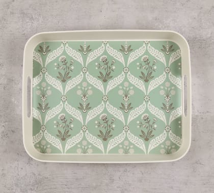 India Circus Mulberry Blooming Dahlia Rectangle Large Bamboo Tray