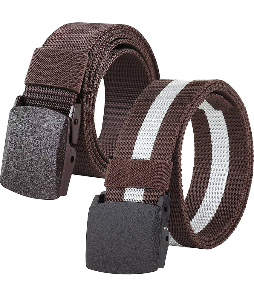 SUNSHOPPING Brown Nylon Casual Belt Pack of 1