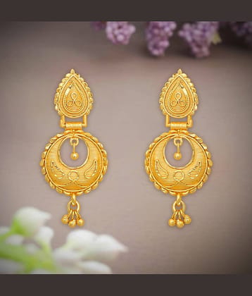 LUV FASHION Golden Danglers Earrings ( Pack of 1 )