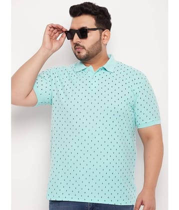 GET GOLF Pack of 1 Cotton Blend Regular Fit Printed Half Sleeves Men's Polo T Shirt ( Aqua )