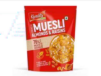Kwality Muesli Crunchy Almonds & Raisins Pouch (100 g)