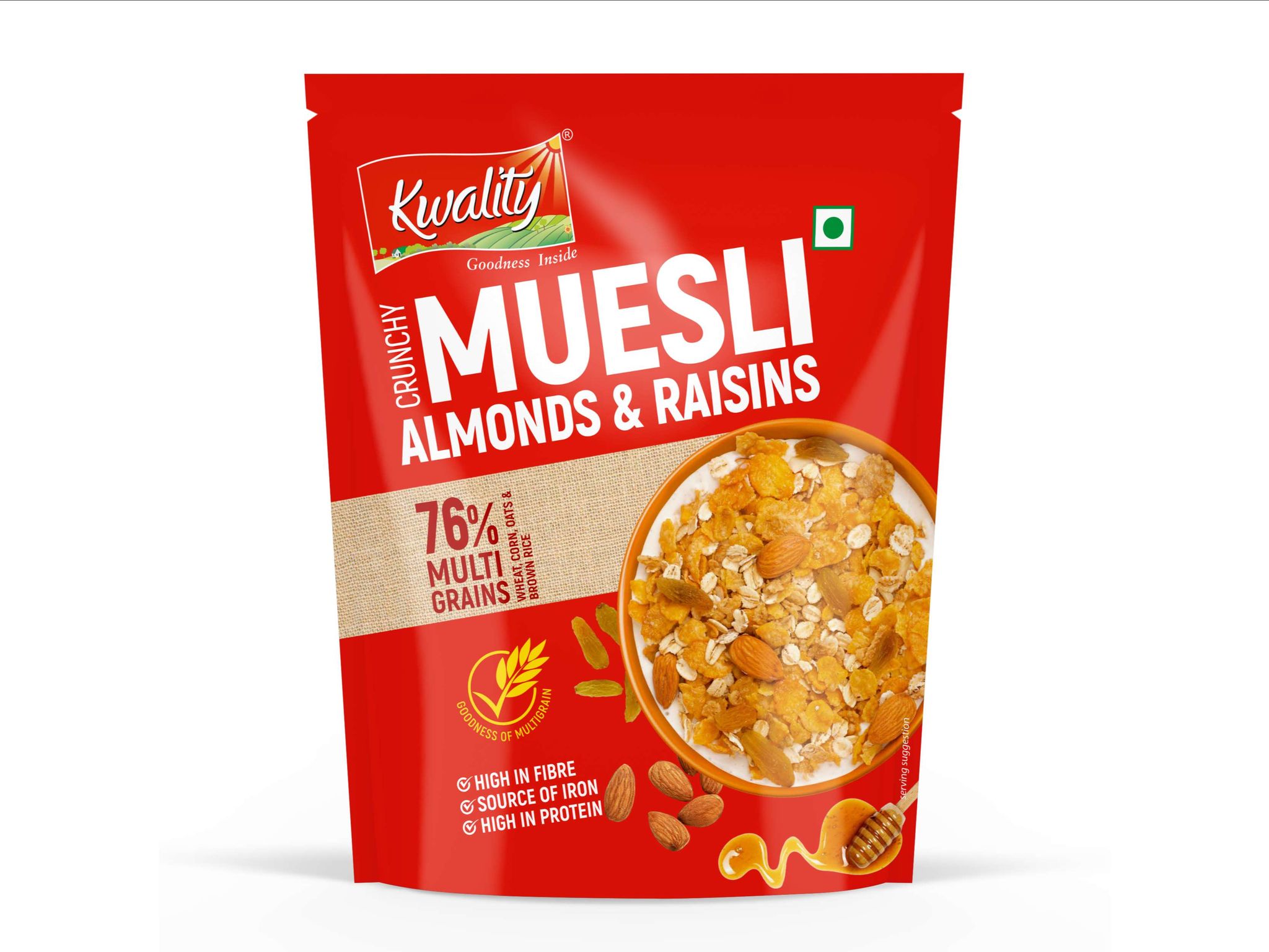 Kwality Muesli Crunchy Almonds & Raisins Pouch (100 g)