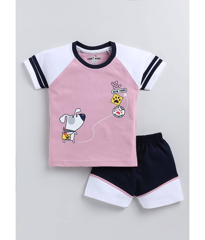 CUTOPIES Pack of 1 Unisex for Baby Cotton Blend T-Shirt & Shorts ( Mustard )