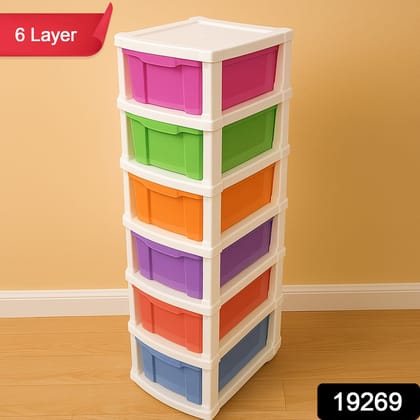 6-layer Multi-colored Plastic Storage Drawer Cabinet