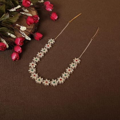 Women Gold-Plated Handcrafted Pearls Studded Matha Patti