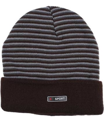 Bizarro.in Brown & Grey Striped Woollen Cap