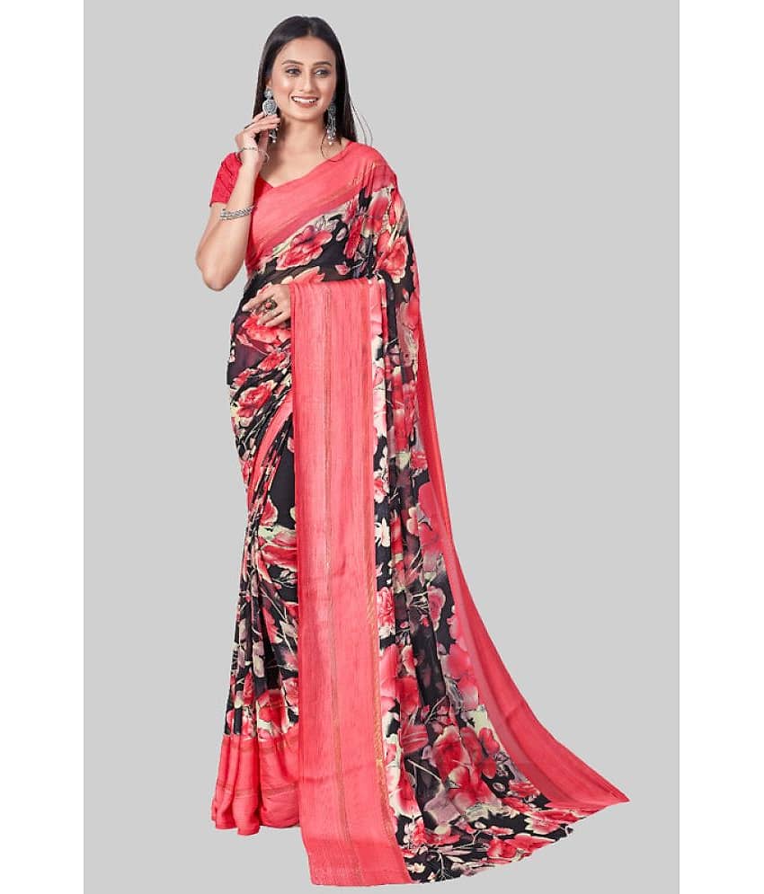 Sanwariya Silks Georgette Printed Saree With Unstitched Blouse Piece ( Blue )