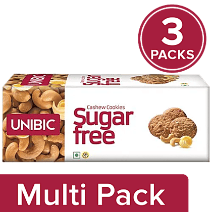 UNIBIC Sugar Free Cashew Cookies, 3x75 g Multipack