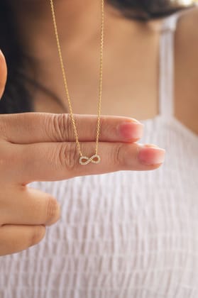 Pretty Tiny Infinity Gold Plated Sterling Silver Chain Necklace-Gold / 16 inches adjustable upto 18 inches