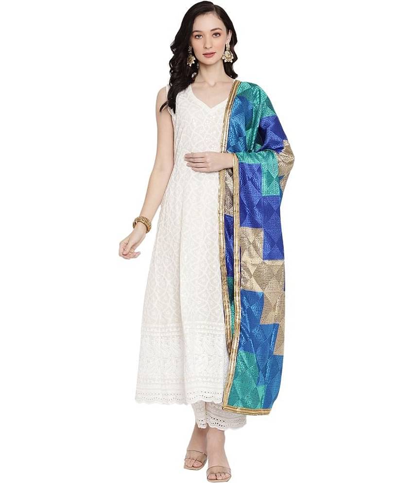 Sahej Suits & Phulkari Blue Chiffon Dupatta - Single