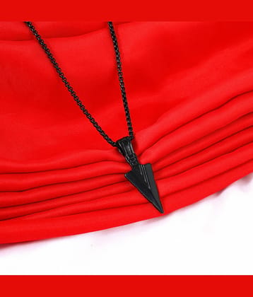 Thrillz Stainless Steel Black Arrow Design Locket Pendant