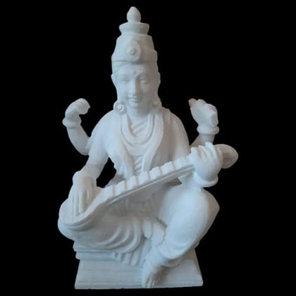 White Plain Marble Saraswati Statue, For Worship