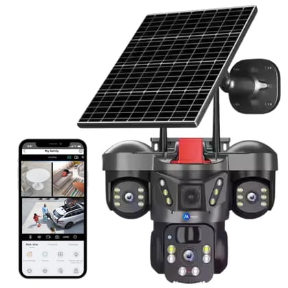 Maizic Trion 4G Solar 5MP Triple Lens Outdoor CCTV – Auto Tracking, Human Detection, Color Night Vision